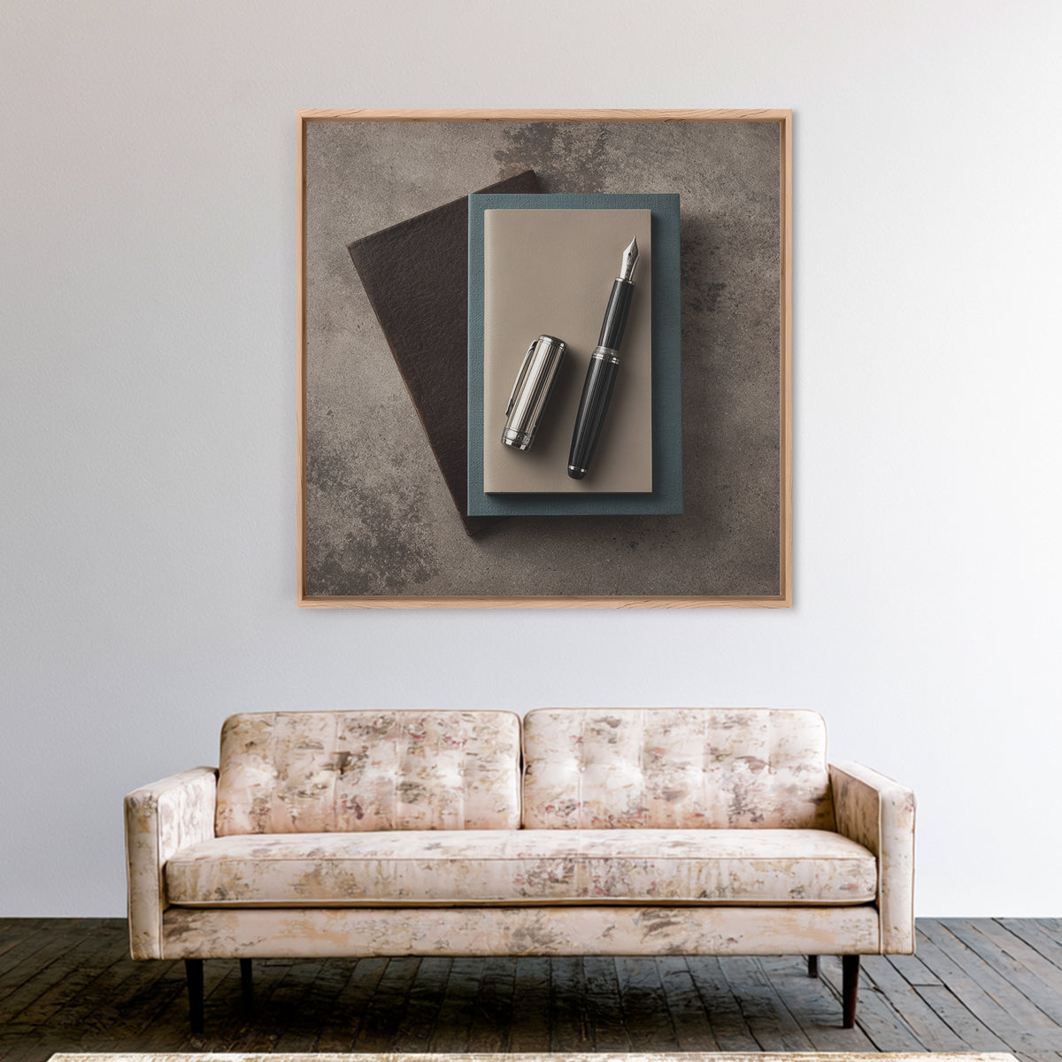 Fountain Pen and Notebook Still Life Without Canvas Print, Office Art, Cubicle Decor, Office Decor, Fine Art, Focus, OFF-1x1-94