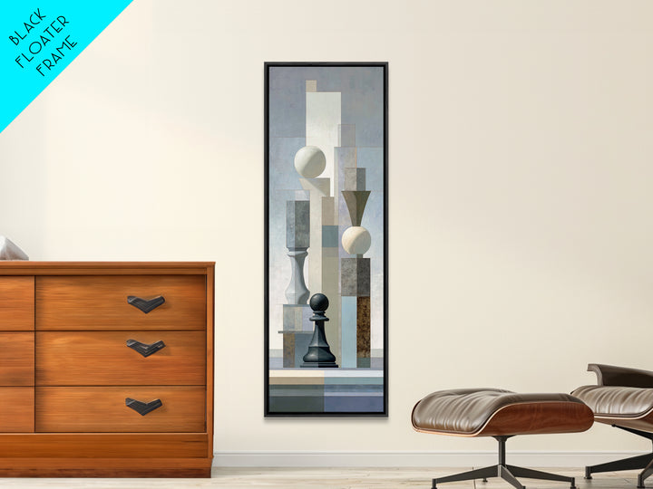 Minimal Chess Piece Still Life Canvas Print, Office Art, Office Wall Art, Office Decor, Watercolor Art, Focus, OFF-1x3-1