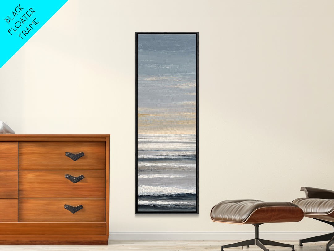 Calm Ocean Horizon for Stress Relief Framed Canvas Print, Office Art, Printables, Office Decor, Focus, Living Room Decor, OFF-1x3-47