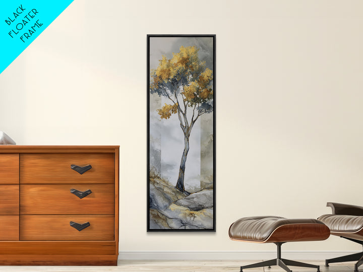 Ink Wash Tree Symbolizing Stability Framed Canvas Print, Office Art, Cubicle Decor, Office Decor, Fine Art, Focus, OFF-1x3-50