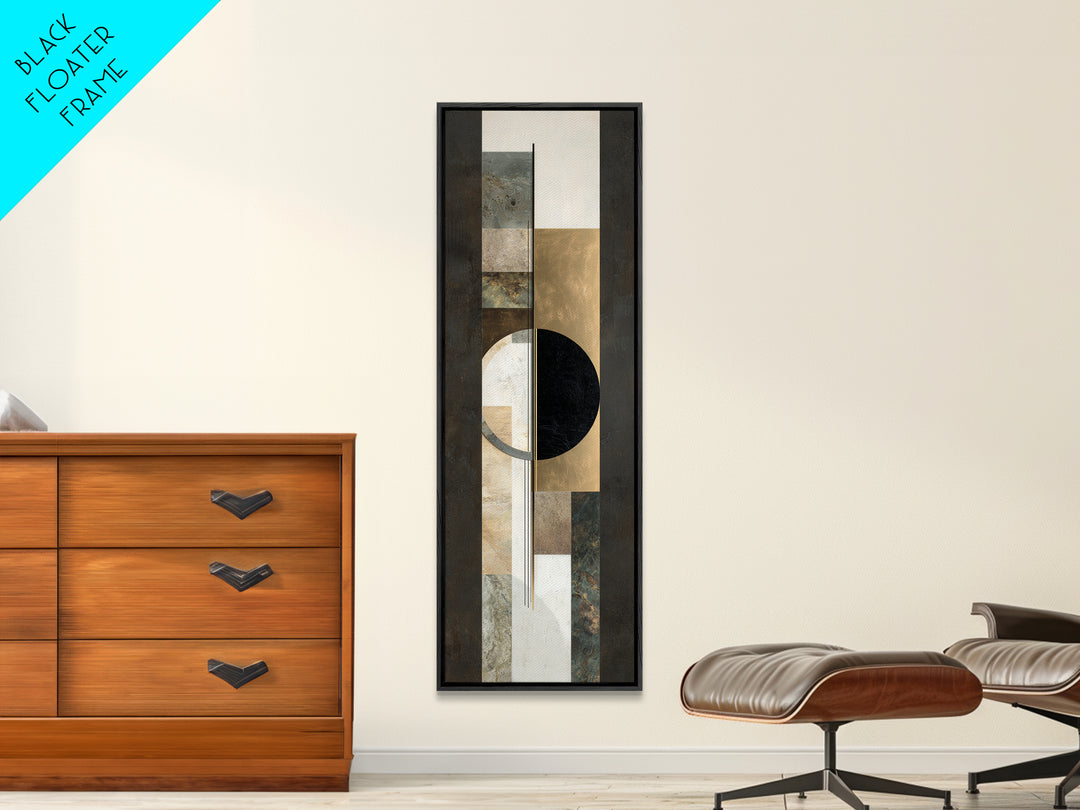 Gold Circle and Line Composition for Clarity Framed Canvas Print, Office Art, Wall Prints, Office Decor, Abstract Art, Focus, OFF-1x3-92