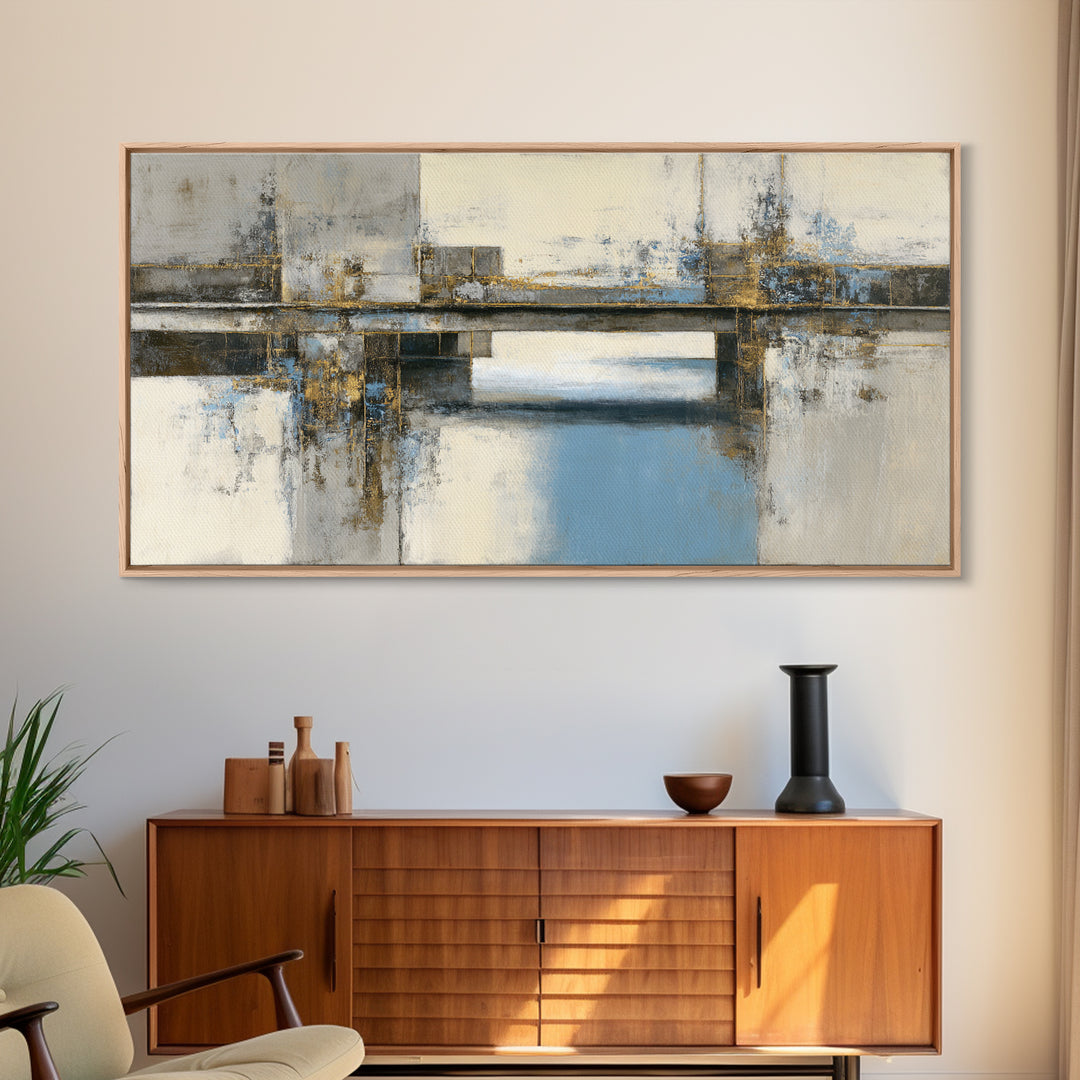 Monochrome Bridge Structure Framed Canvas Print, Office Art, Luxury Decor, Office Decor, Fine Art, Focus, Pet Portrait, OFF-2x1-30