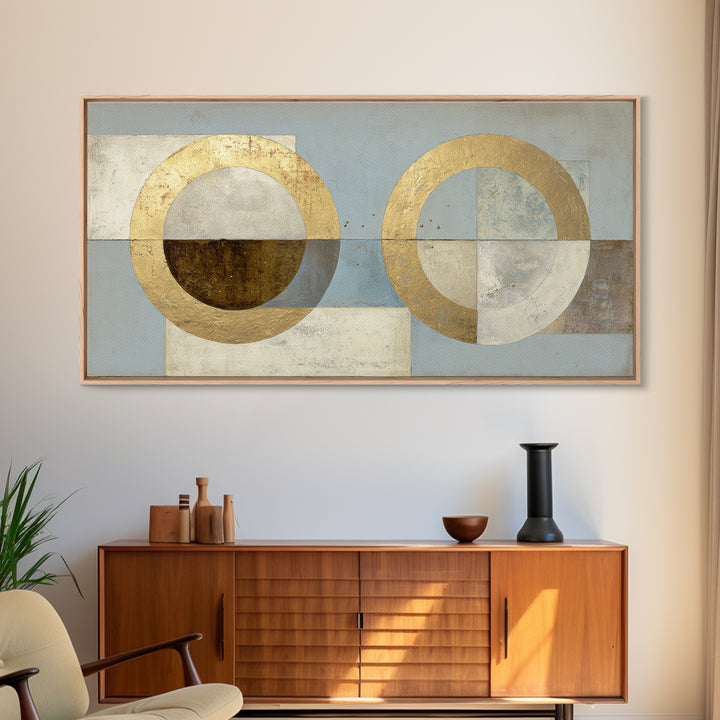 Gold Circle and Line Composition for Clarity Canvas Print, Office Art, Decor, Office Decor, Abstract Art, Focus, Wall Prints, OFF-2x1-52