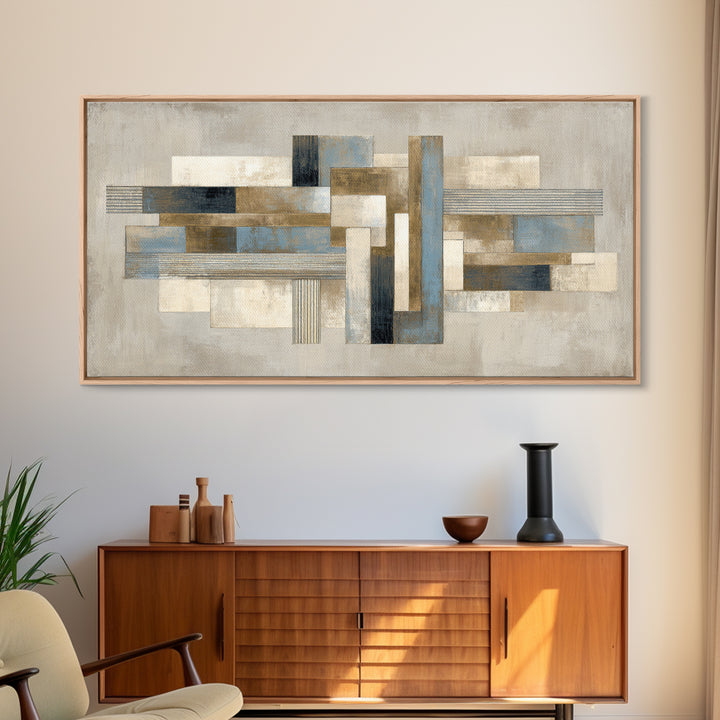 Geometric Labyrinth Pattern Framed Canvas Print, Office Art, Home Decor, Office Decor, Abstract Art, Focus, Art Deco, OFF-2x1-86