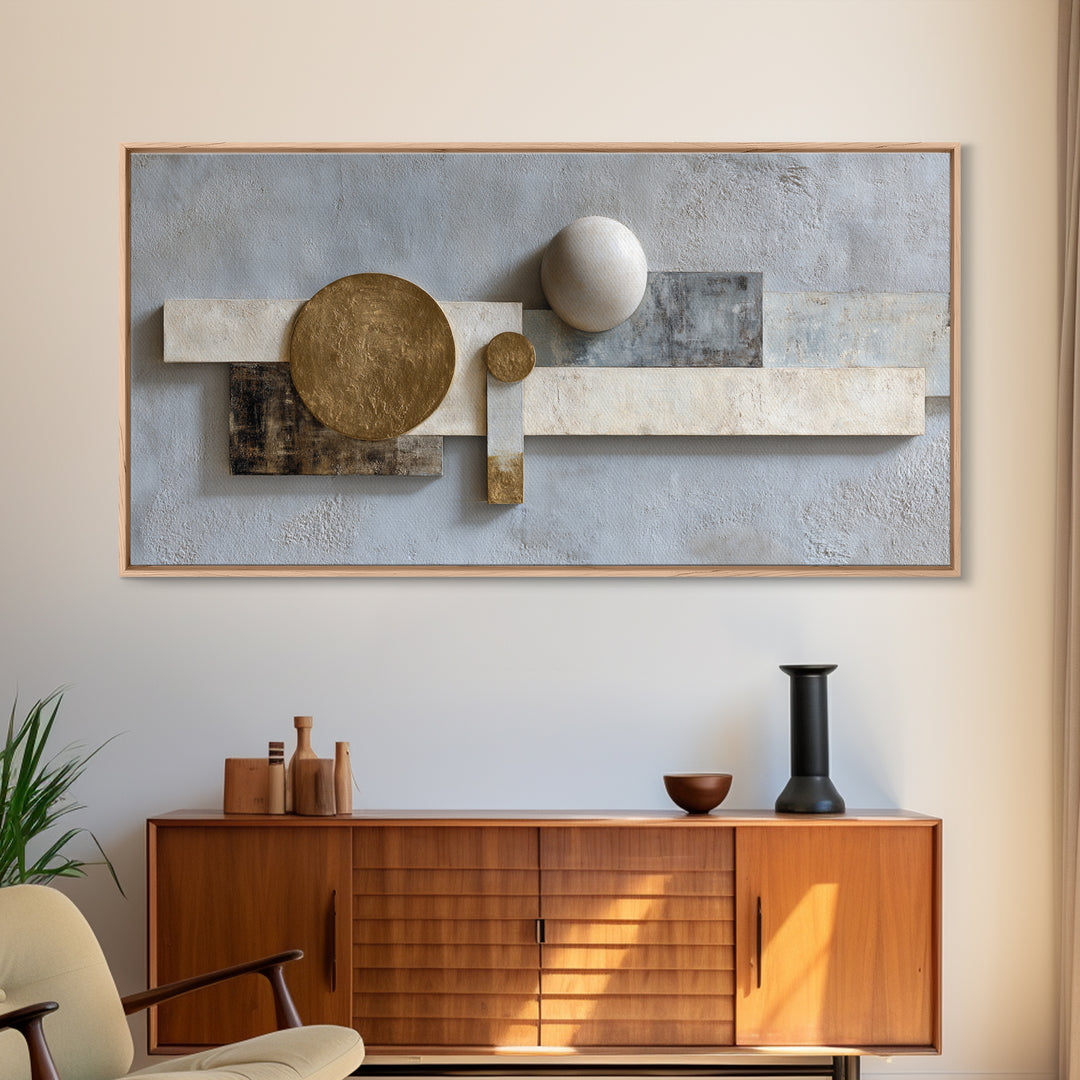Balanced Stone Composition Framed Canvas Print, Office Art, Art Deco, Office Decor, Oil Painting, Focus, Bedroom Wall Art, OFF-2x1-92