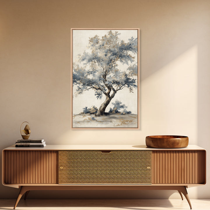 Ink Wash Tree Symbolizing Stability Framed Canvas Print, Office Art, Textured Painting, Office Decor, Fine Art, Focus, OFF-2x3-46