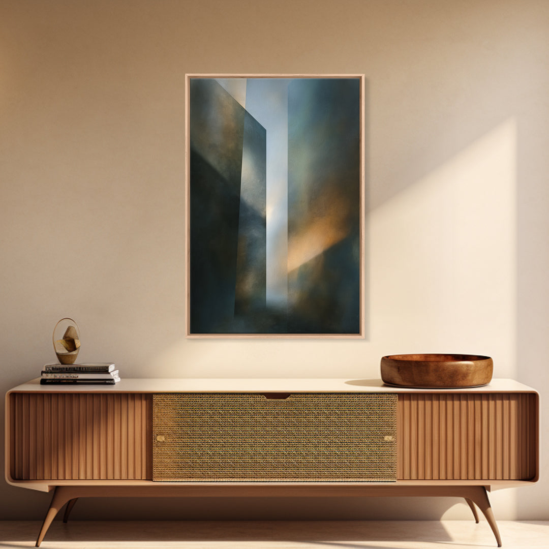 Abstract Light Beam Through Dark Shapes Canvas Print, Office Art, Dopamine Decor, Office Decor, Abstract Art, Focus, Boho Decor, OFF-2x3-7