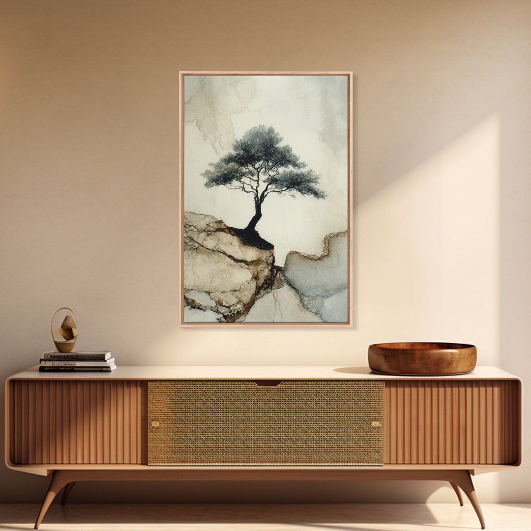 Ink Wash Tree Symbolizing Stability Canvas Print, Office Art, Poster, Office Decor, Fine Art, Focus, Canvas Wall Art, OFF-2x3-70