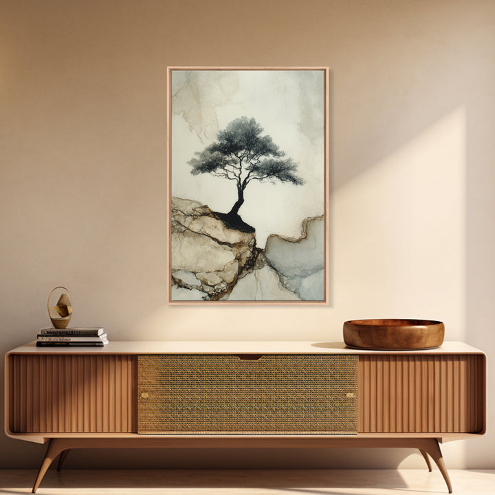 Ink Wash Tree Symbolizing Stability Canvas Print, Office Art, Poster, Office Decor, Fine Art, Focus, Canvas Wall Art, OFF-2x3-70