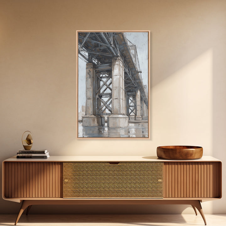 Monochrome Bridge Structure Framed Canvas Print, Office Art, Printable, Office Decor, Fine Art, Focus, Printable Art, OFF-2x3-90