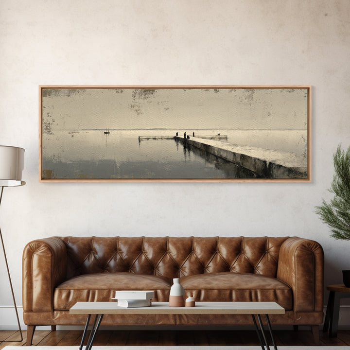 Monochrome Bridge Structure Framed Canvas Print, Office Art, Digital Art, Office Decor, Abstract Art, Focus, Ai Art, OFF-3x1-2