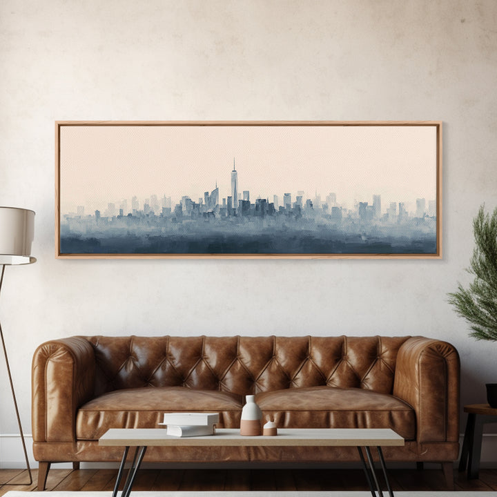 Black and White City Skyline Silhouette Canvas Print, Office Art, Office Decor, Abstract Art, Focus, Gallery Decor, OFF-3x1-21