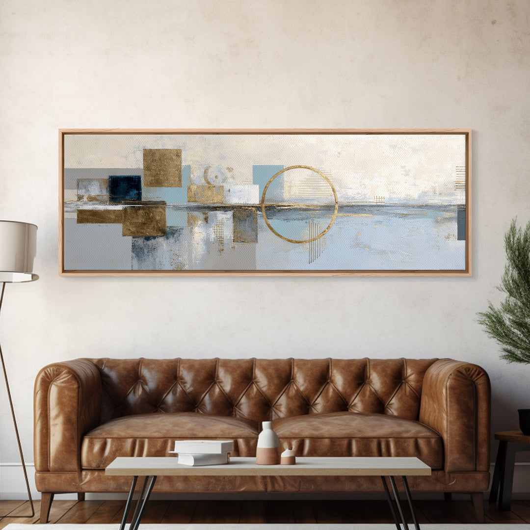 Gold Circle and Line Composition for Clarity Canvas Print, Office Art, Bedroom Wall Art, Office Decor, Abstract Art, Focus, OFF-3x1-24