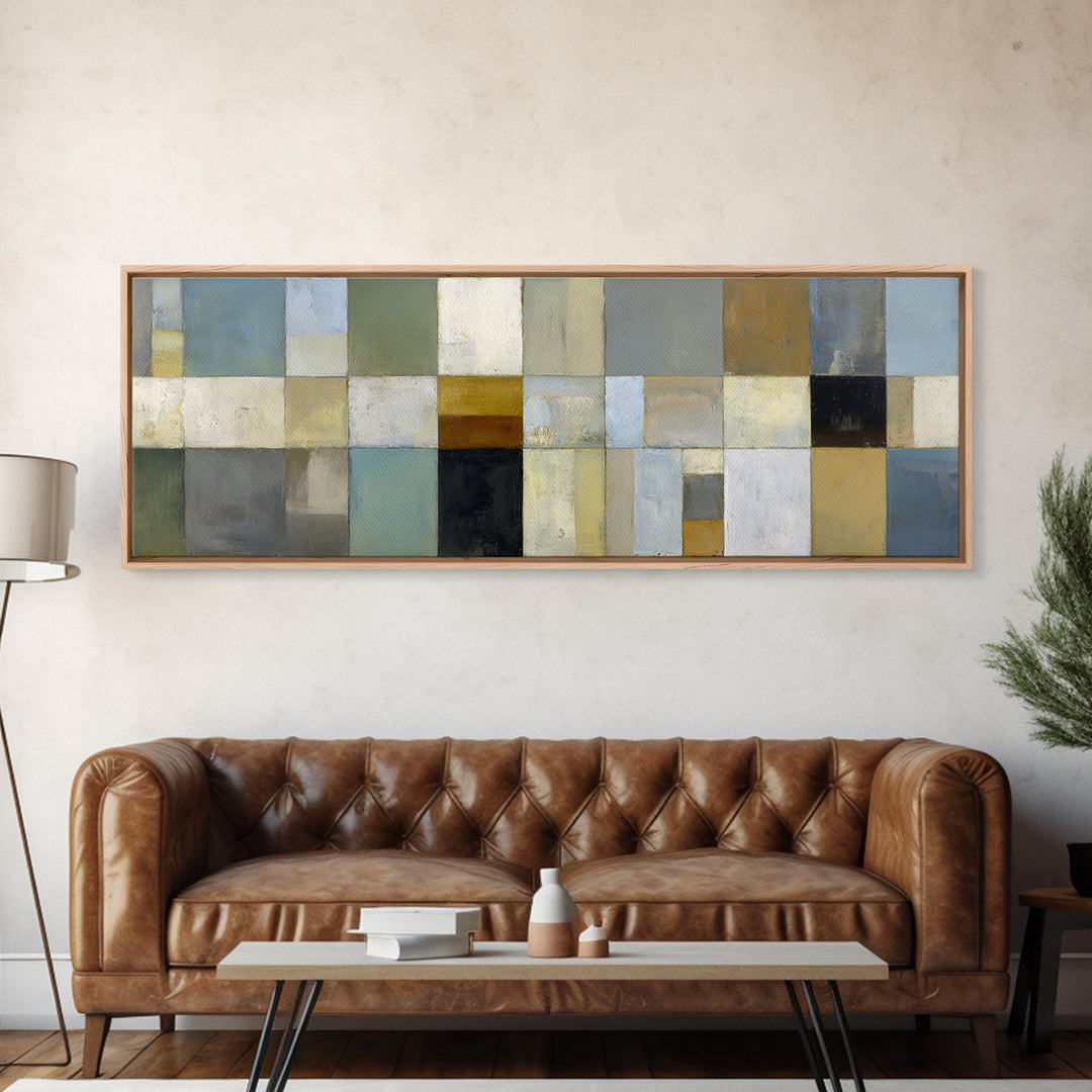 Modern Color Blocks Framed Canvas Print, Office Art, Downloadable Prints, Office Decor, Oil Painting, Focus, Textured Painting, OFF-3x1-28
