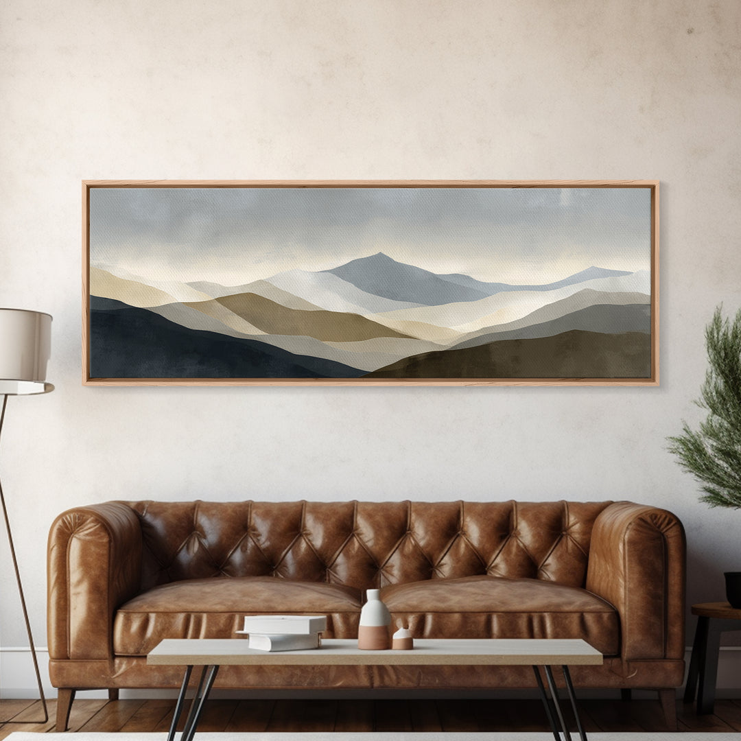Minimal Mountain Sunrise for Focus Canvas Print, Office Art, Canvas Wall Art, Office Decor, Fine Art, Focus, Bedroom Wall Art, OFF-3x1-42