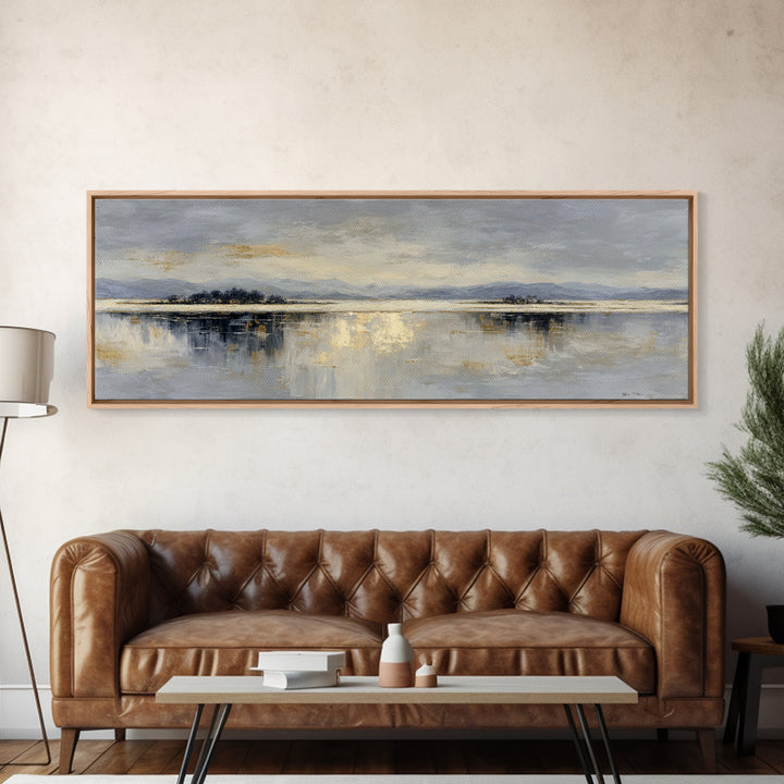 Dignified Neutral Landscape Framed Canvas Print, Office Art, Wall Decor, Office Decor, Fine Art, Focus, Abstract Art, OFF-3x1-47