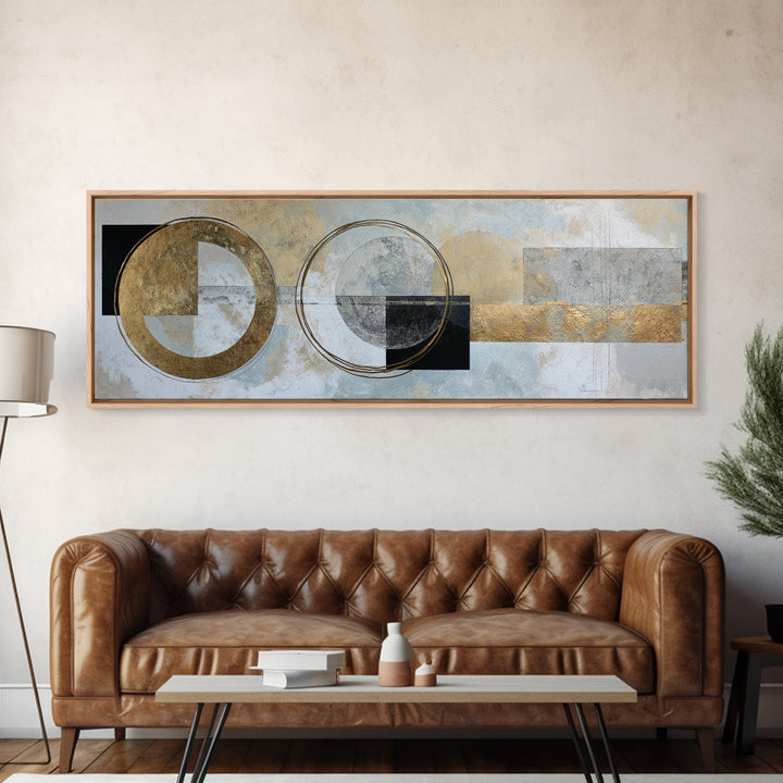 Gold Circle and Line Composition for Clarity Canvas Print, Office Art, Art Print, Office Decor, Abstract Art, Focus, Printable, OFF-3x1-48