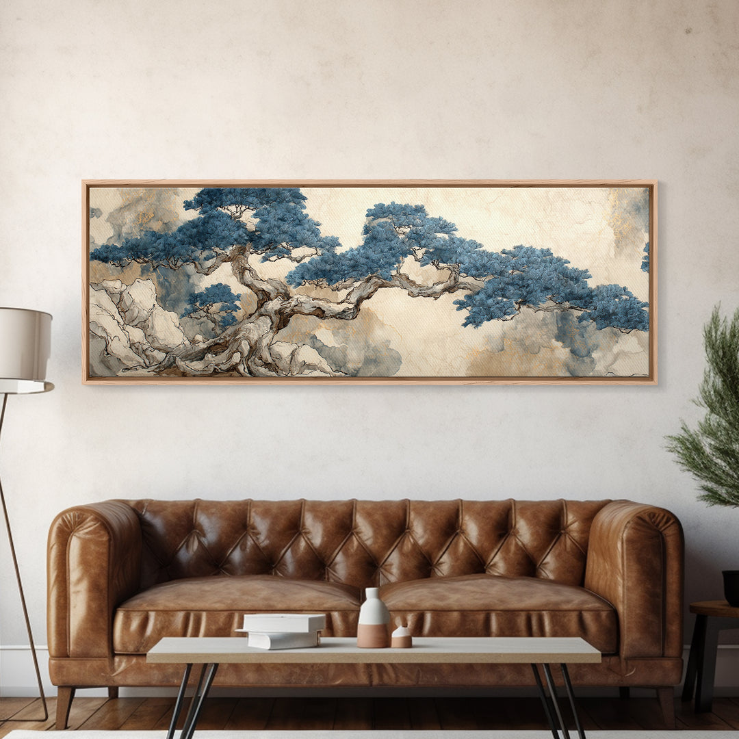 Ink Wash Tree Symbolizing Stability Canvas Print, Office Art, Dopamine Decor, Office Decor, Fine Art, Focus, Boho Decor, OFF-3x1-54