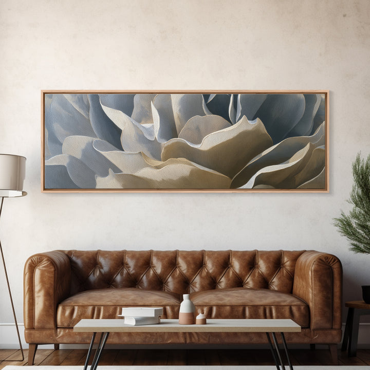 Desk Plant Botanical Closeup Framed Canvas Print, Office Art, Textured Painting, Office Decor, Oil Painting, Focus, Printables, OFF-3x1-56