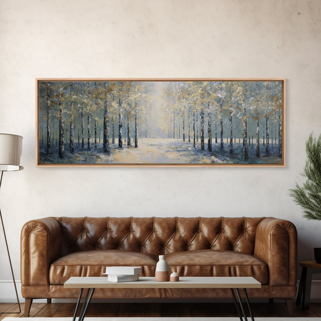 Quiet Forest Path for Mental Reset Framed Canvas Print, Office Art, Wall Art, Office Decor, Fine Art, Focus, Boho, Art Deco, OFF-3x1-59