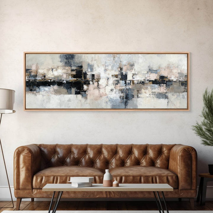 City Map Abstract Framed Canvas Print, Office Art, Boho Decor, Office Decor, Fine Art, Focus, Digital Art, Pet Portrait, OFF-3x1-60