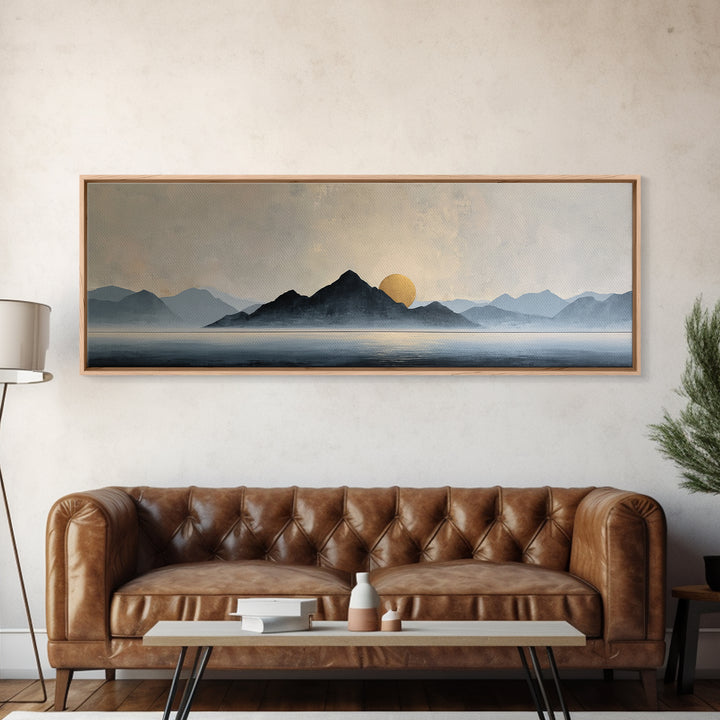 Minimal Mountain Sunrise for Focus Canvas Print, Office Art, Canvas Wall Art, Office Decor, Fine Art, Focus, Bedroom Wall Art, OFF-3x1-66