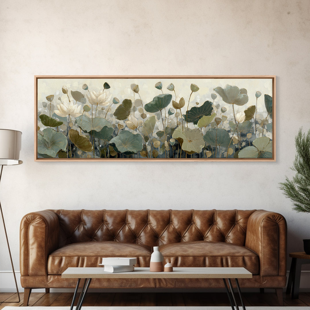 Modern Botanical Print Framed Canvas Print, Office Art, Contemporary Art, Office Decor, Fine Art, Focus, Large Wall Art, OFF-3x1-68