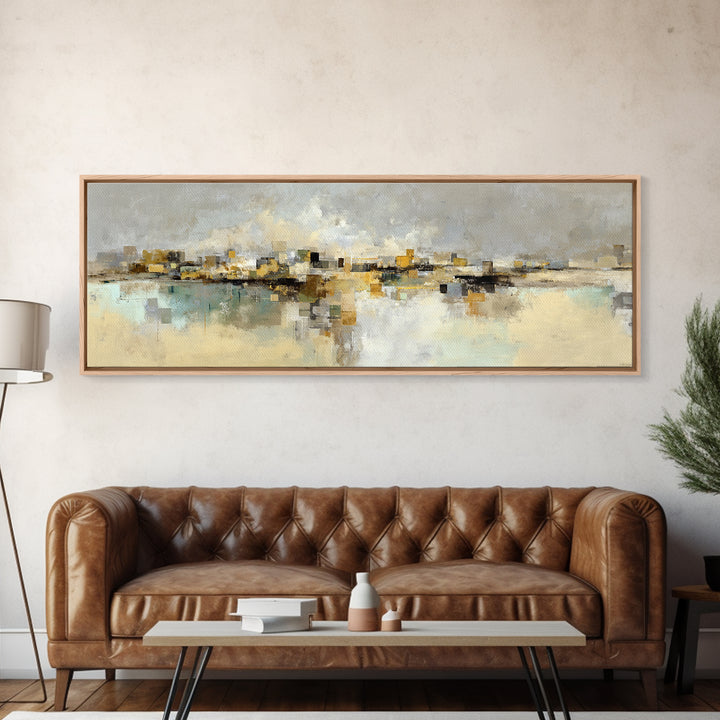 Dignified Neutral Landscape Canvas Print, Office Art, Printables, Office Decor, Oil Painting, Focus, Living Room Decor, OFF-3x1-71