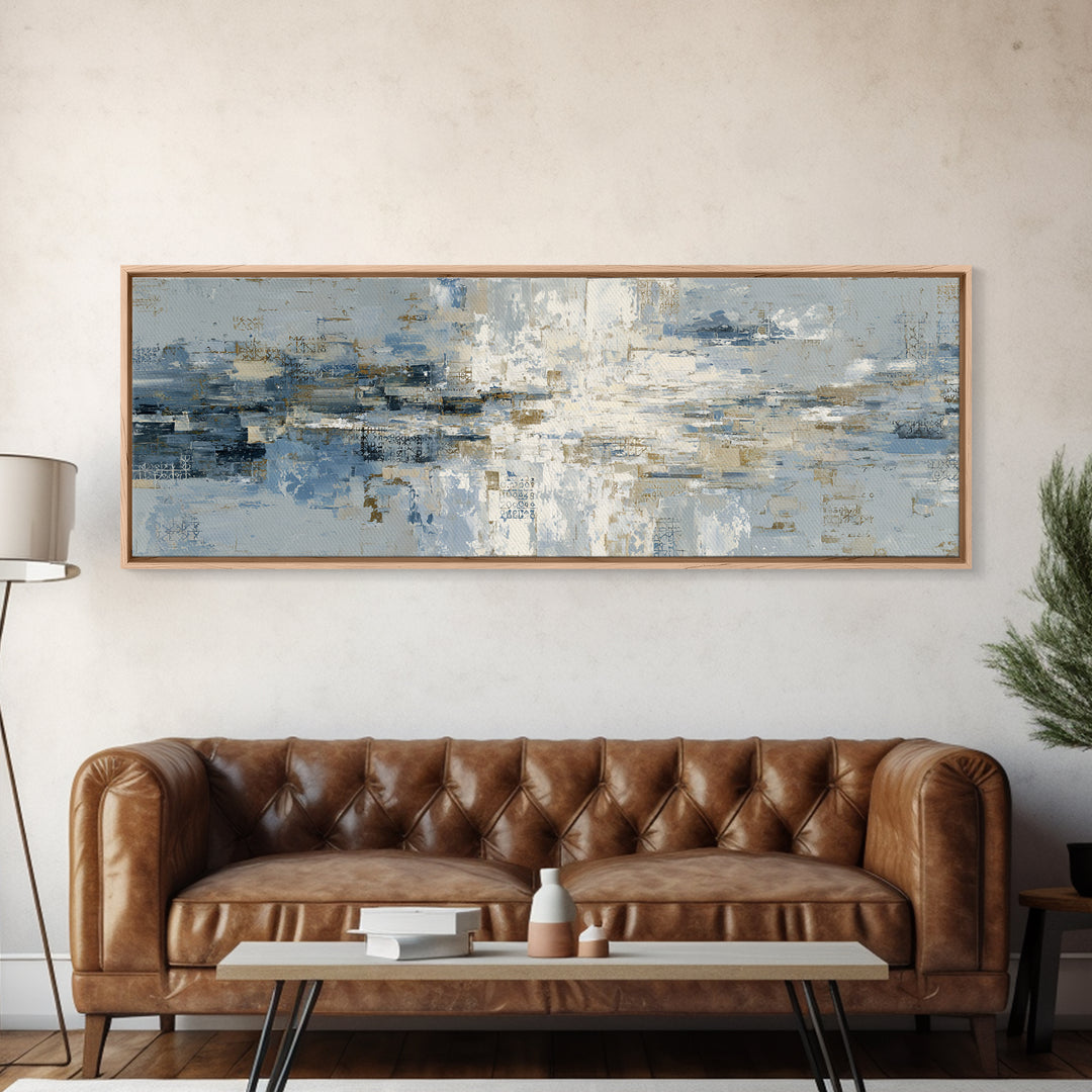Blue Abstract Wave Pattern for Focus Framed Canvas Print, Office Art, Office Decor, Fine Art, Focus, Abstract Wall Art, OFF-3x1-9