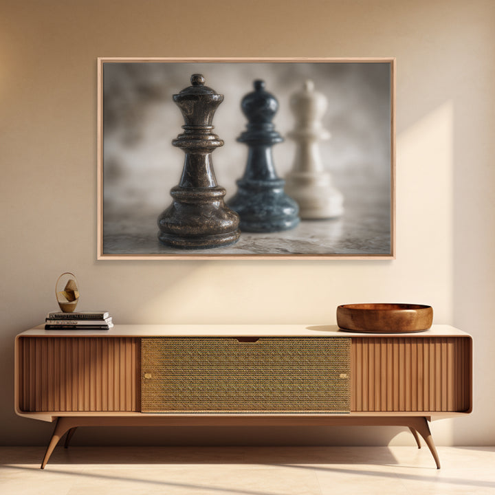 Minimal Chess Piece Still Life Canvas Print, Office Art, Wall Prints, Office Decor, Focus, Cubicle Decor, Trendy Wall Art, OFF-3x2-17