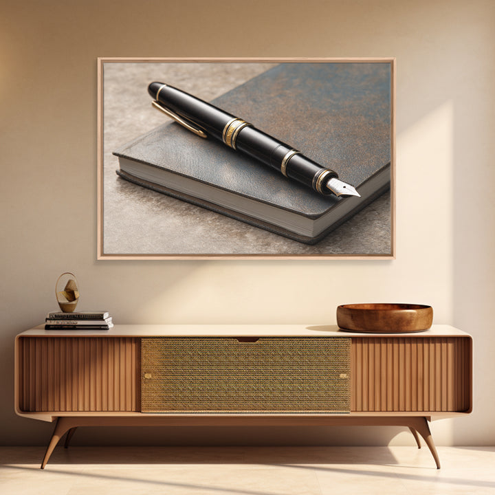 Fountain Pen and Notebook Still Life Without Canvas Print, Office Art, Office Decor, Watercolor Art, Focus, Abstract Wall Art, OFF-3x2-26