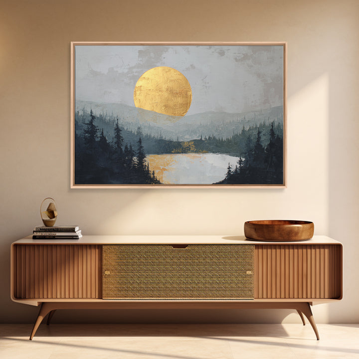 Gold Circle and Line Composition for Clarity Framed Canvas Print, Office Art, Trendy Wall Art, Office Decor, Abstract Art, OFF-3x2-60