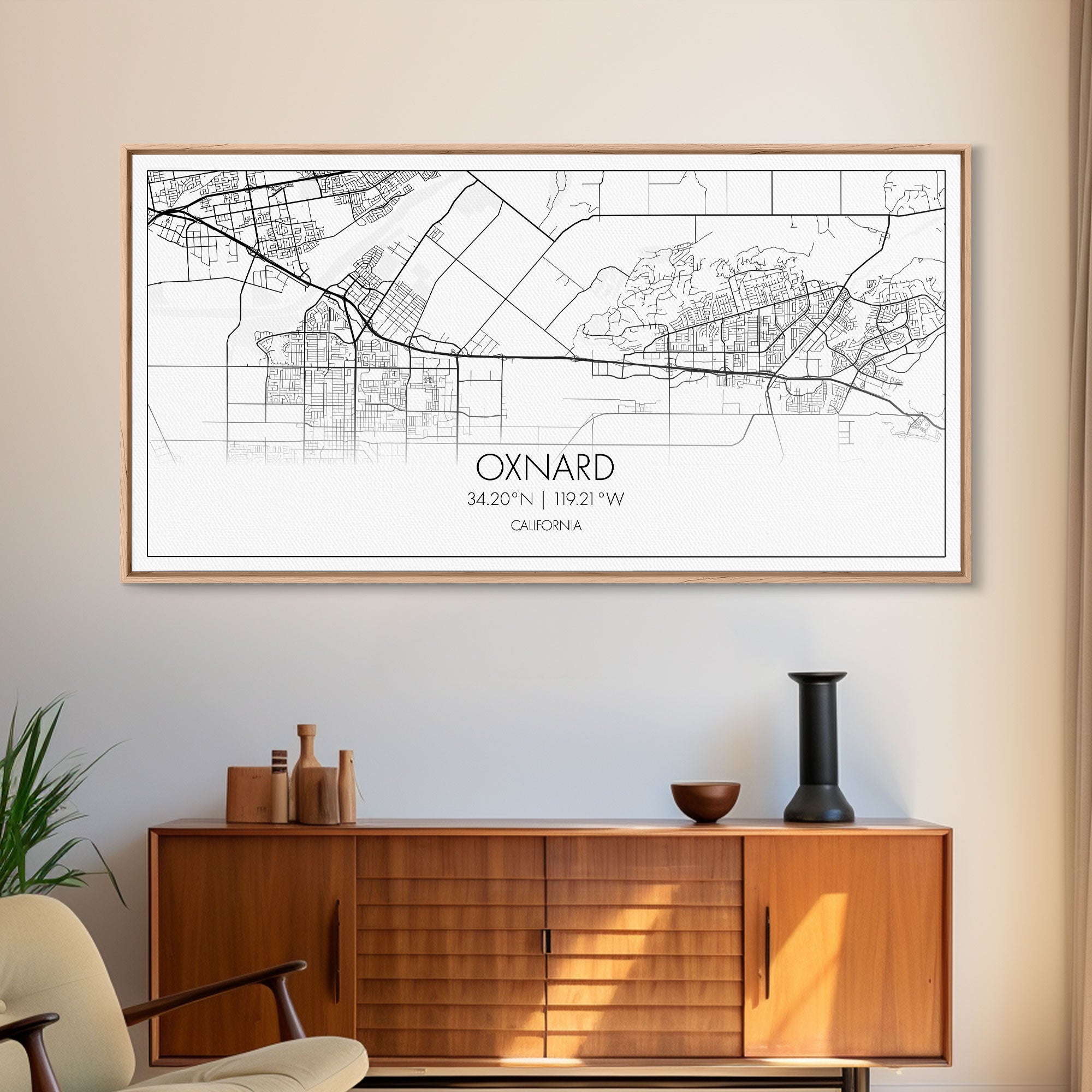 Oxnard City Map, California Art, Map Print, Minimalist Wall Art, Wall ...