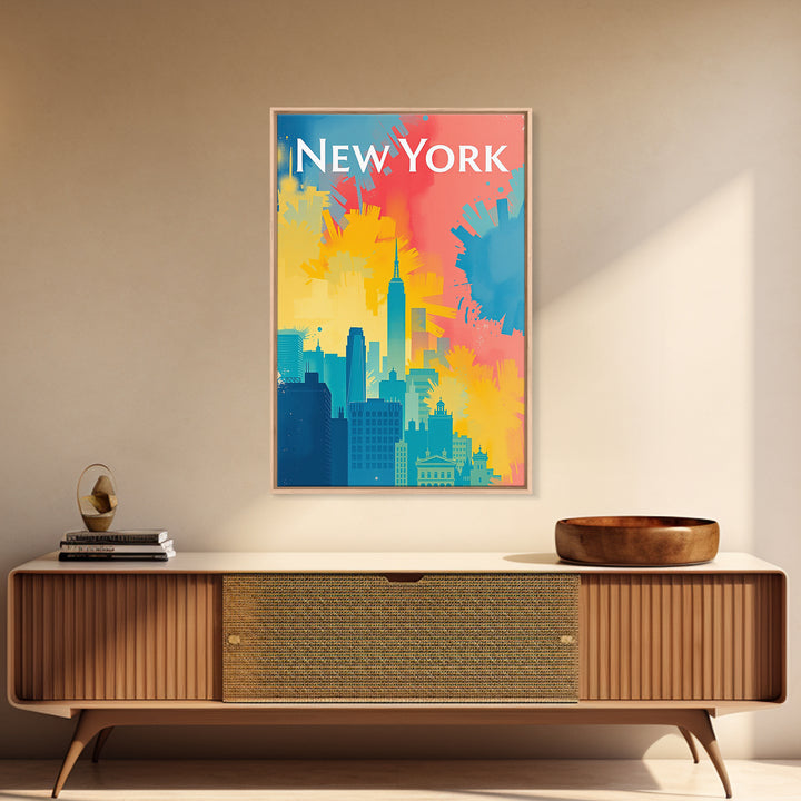 New York Travel Poster, Framed Canvas Print, High Contrast City Poster, New York Art Print, Fine Art Print, Living Room Wall Art