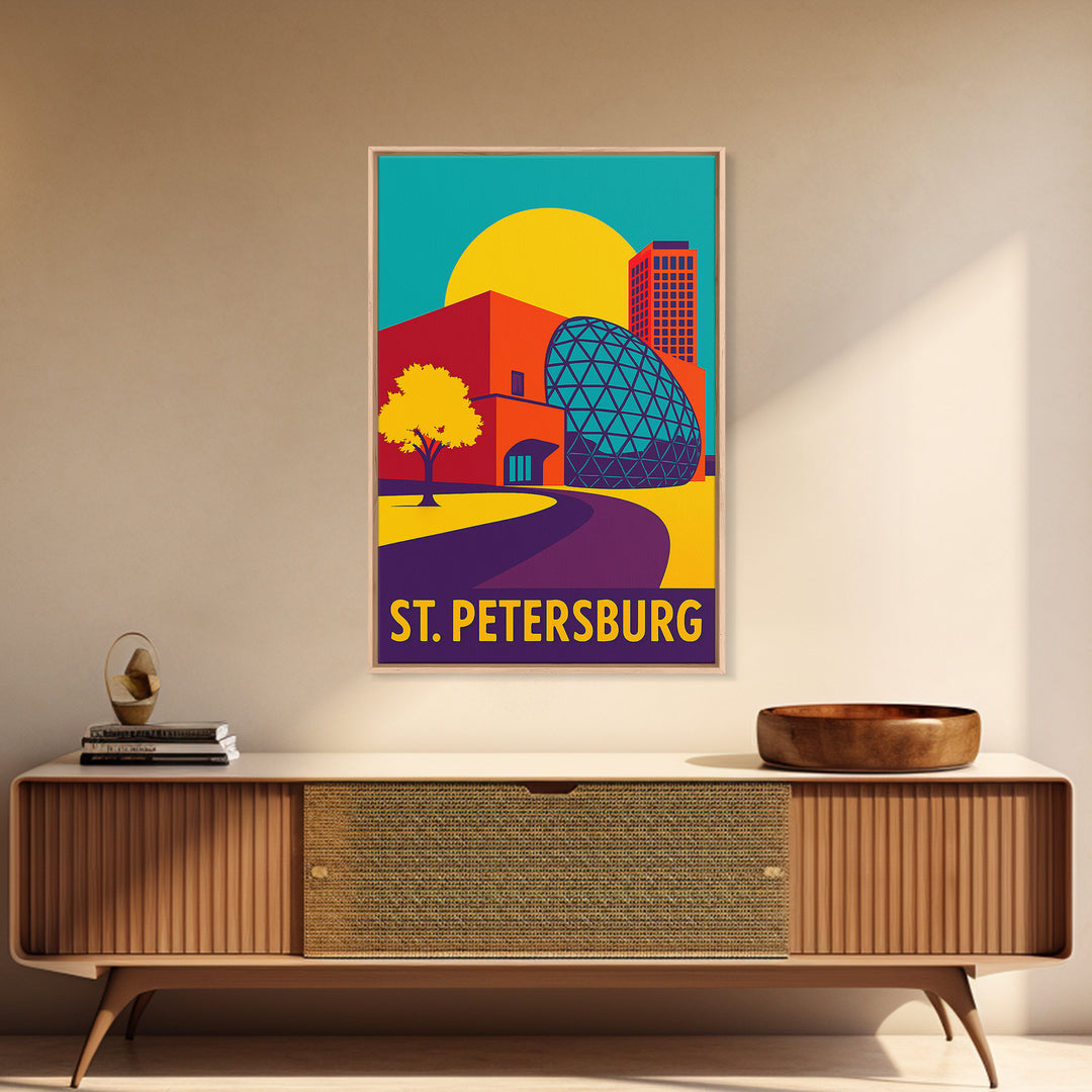 St Petersburg Florida Travel Poster, Canvas Print, Vibrant Retro Travel Art, St Petersburg Poster Print, Retro Travel Print, Home Decor