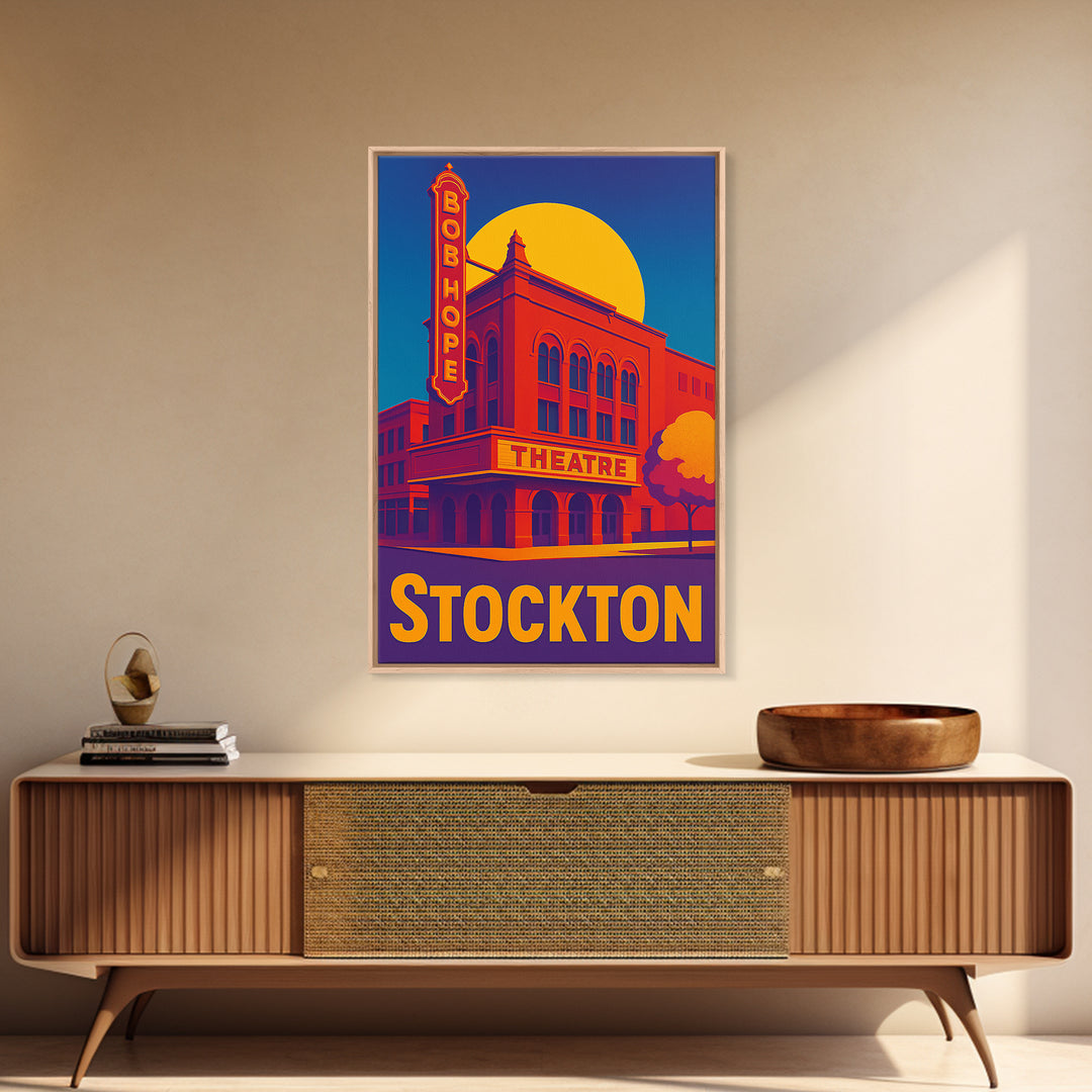 Stockton California Travel Poster, Canvas Print, Colorful Graphic Wall Art, Stockton Poster Print, City Art Print, Living Room Wall Art