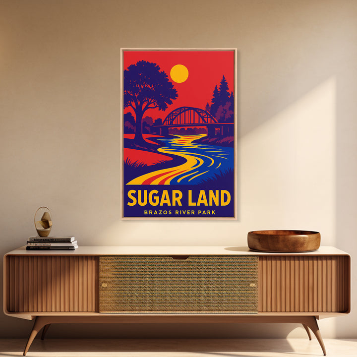 Sugar Land Travel Poster, Canvas Print, Vibrant Retro Travel Art, Sugar Land City Art, Travel Poster Set, Vintage City Poster, Design 2