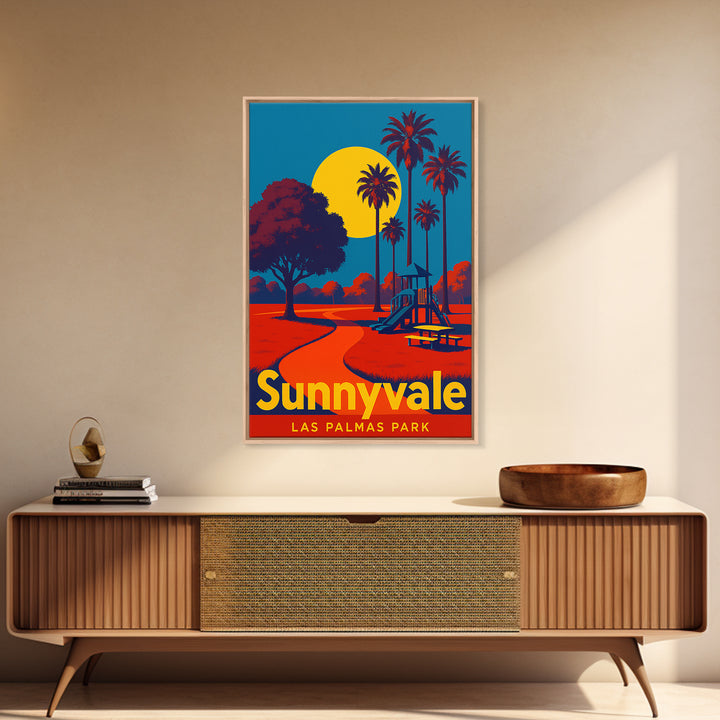 Sunnyvale California Travel Poster, Framed Canvas Print, Bold Pop Art Poster, Sunnyvale Travel Art, Vintage City Poster, Travel Poster Art