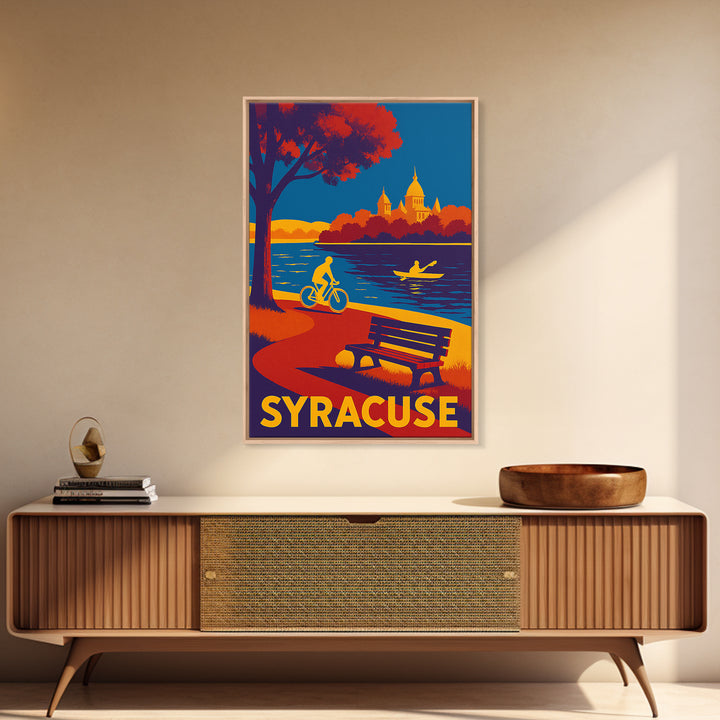 Syracuse Travel Poster, Canvas Print, Vibrant Retro Travel Art, Syracuse Wall Art, Vintage City Poster, Travel Poster Art, Art Print