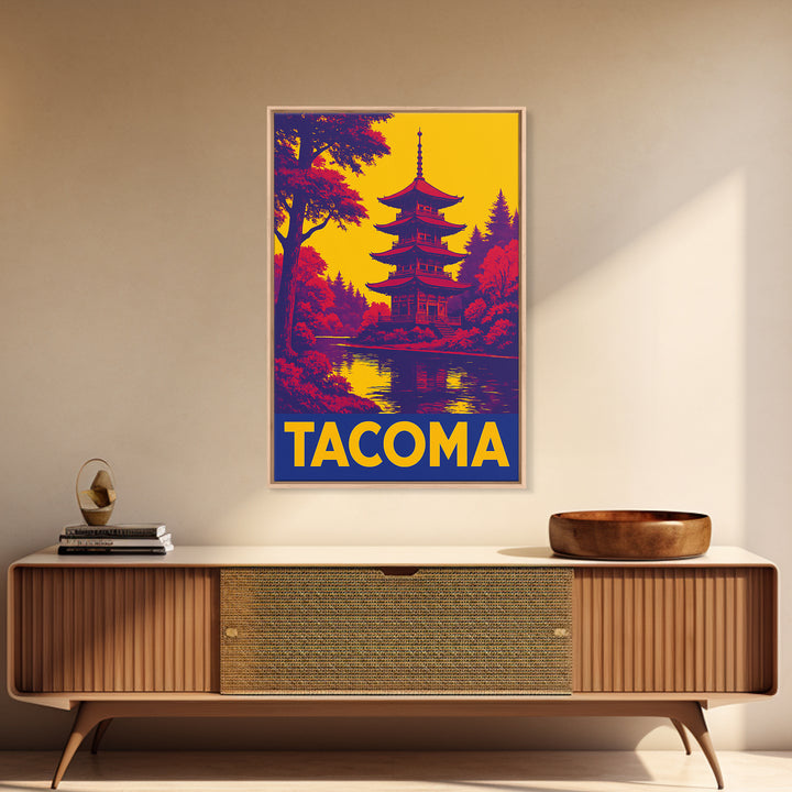 Tacoma Travel Poster, Framed Canvas Print, High Contrast City Poster, Tacoma Poster Print, Vintage City Poster, City Illustration