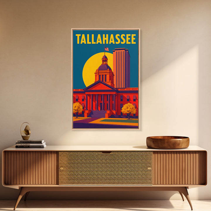 Tallahassee Florida Travel Poster, Canvas Print, High Contrast City Poster, Tallahassee Wall Art, Gift For Travelers, Art Print, Wall Art