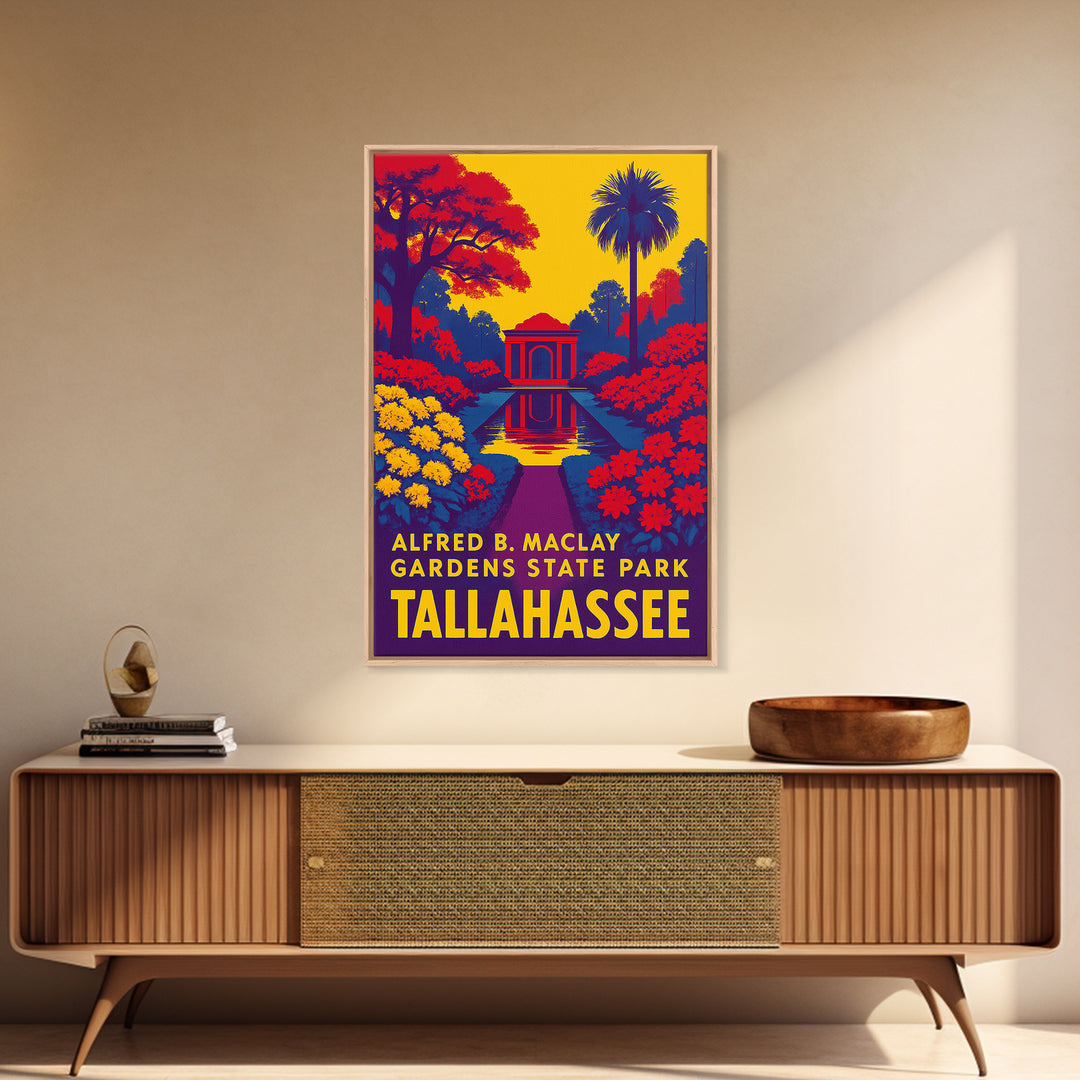 Tallahassee Travel Poster, Framed Canvas Print, Colorful Graphic Wall Art, Tallahassee Travel Art, Travel Poster Art, Mid Century Wall Art