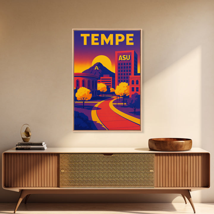 Tempe Travel Poster, Canvas Print, High Contrast City Poster, Tempe City Art, City Travel Prints, Modern Wall Decor, Home Office Decor