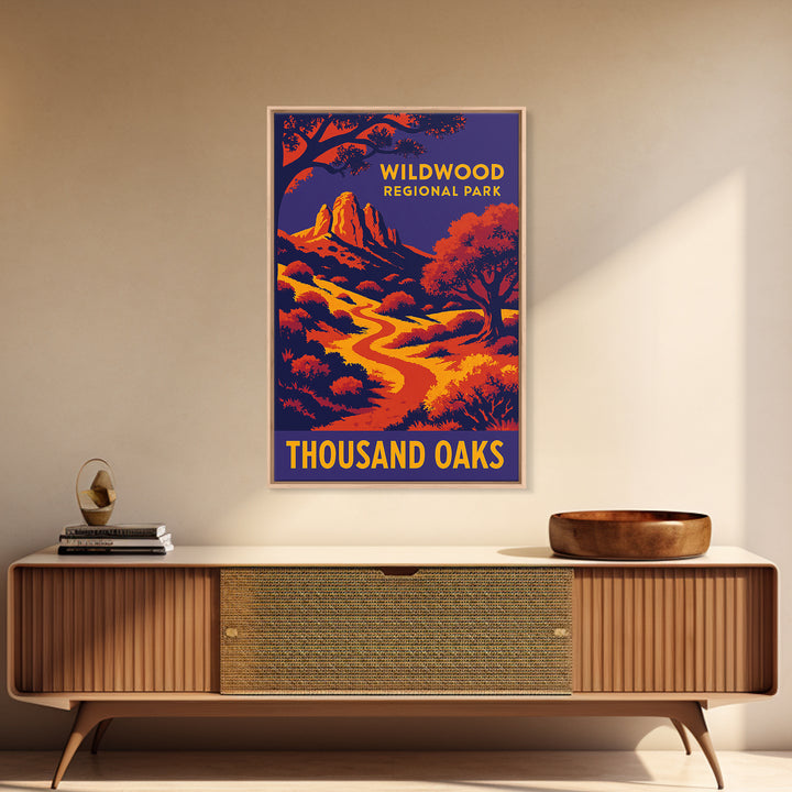 Thousand Oaks California Travel Poster, Canvas Print, Vibrant Retro Travel Art, Thousand Oaks Art Print, Travel Poster Set, Wall Art