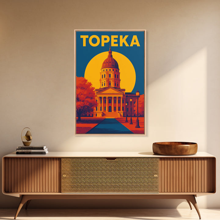 Topeka Kansas Travel Poster, Canvas Print, Colorful Graphic Wall Art, Topeka Wall Art, Home Office Decor, Travel Poster Set, Travel Gift