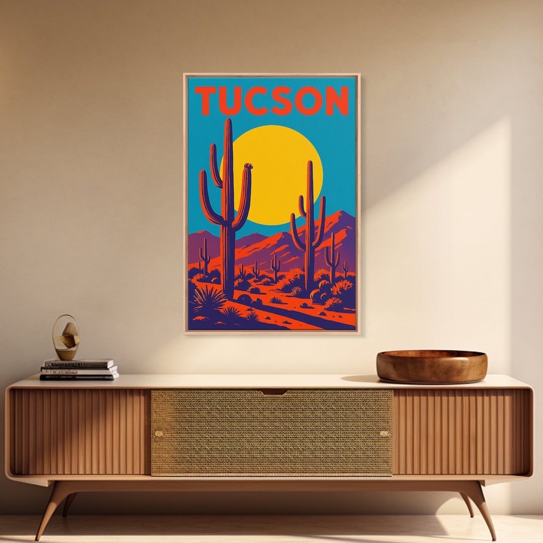 Tucson Arizona Travel Poster, Canvas Print, High Contrast City Poster, Tucson Poster Print, Wall Decor, City Illustration, Travel Prints