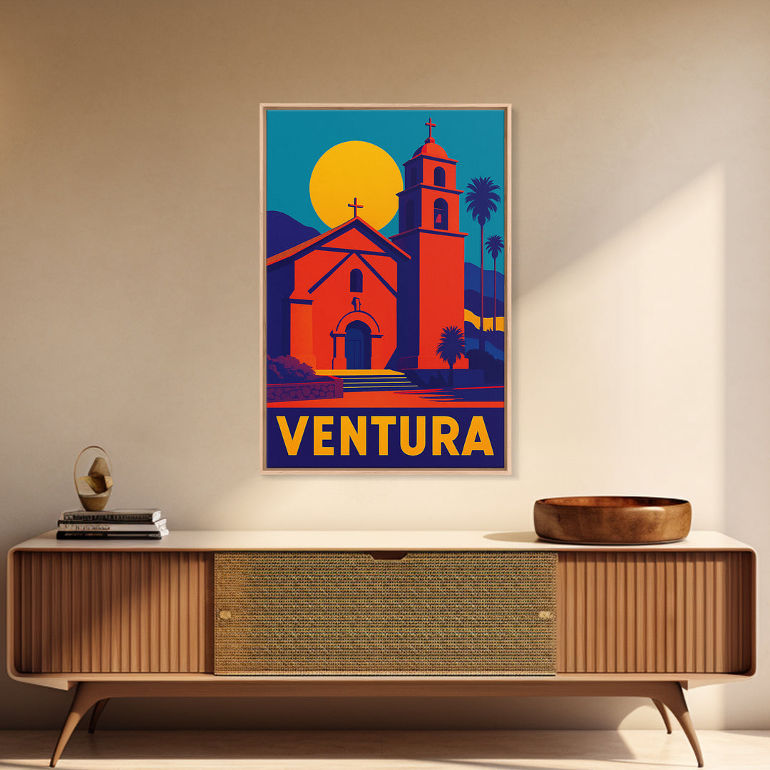 Ventura Travel Poster, Canvas Print, Bold Pop Art Poster, Ventura Wall Art, Gift For Travelers, Vintage City Poster, Vintage City Art