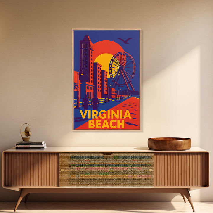 Virginia Beach Virginia Travel Poster, Canvas Print, Vibrant Retro Travel Art, Virginia Beach City Art, Travel Art Print, City Travel Prints