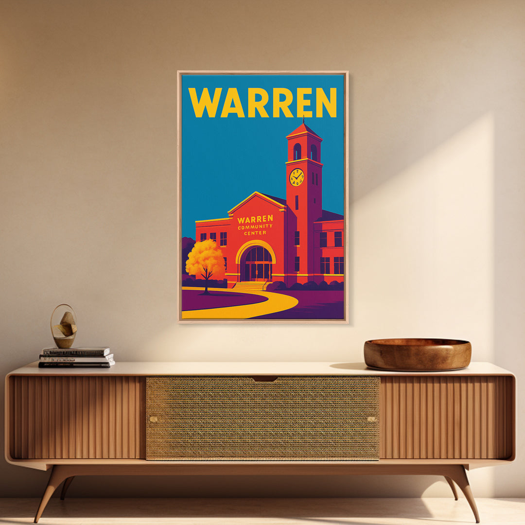 Warren Michigan Travel Poster, Canvas Print, High Contrast City Poster, Warren City Art, City Art Print, Wall Art, City Travel Prints