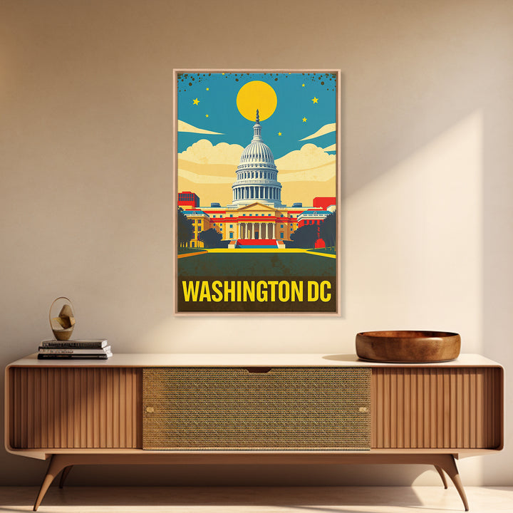 Washignton Travel Poster, Framed Canvas Print, Colorful Graphic Wall Art, Washignton Wall Art, Travel Wall Decor, City Travel Prints